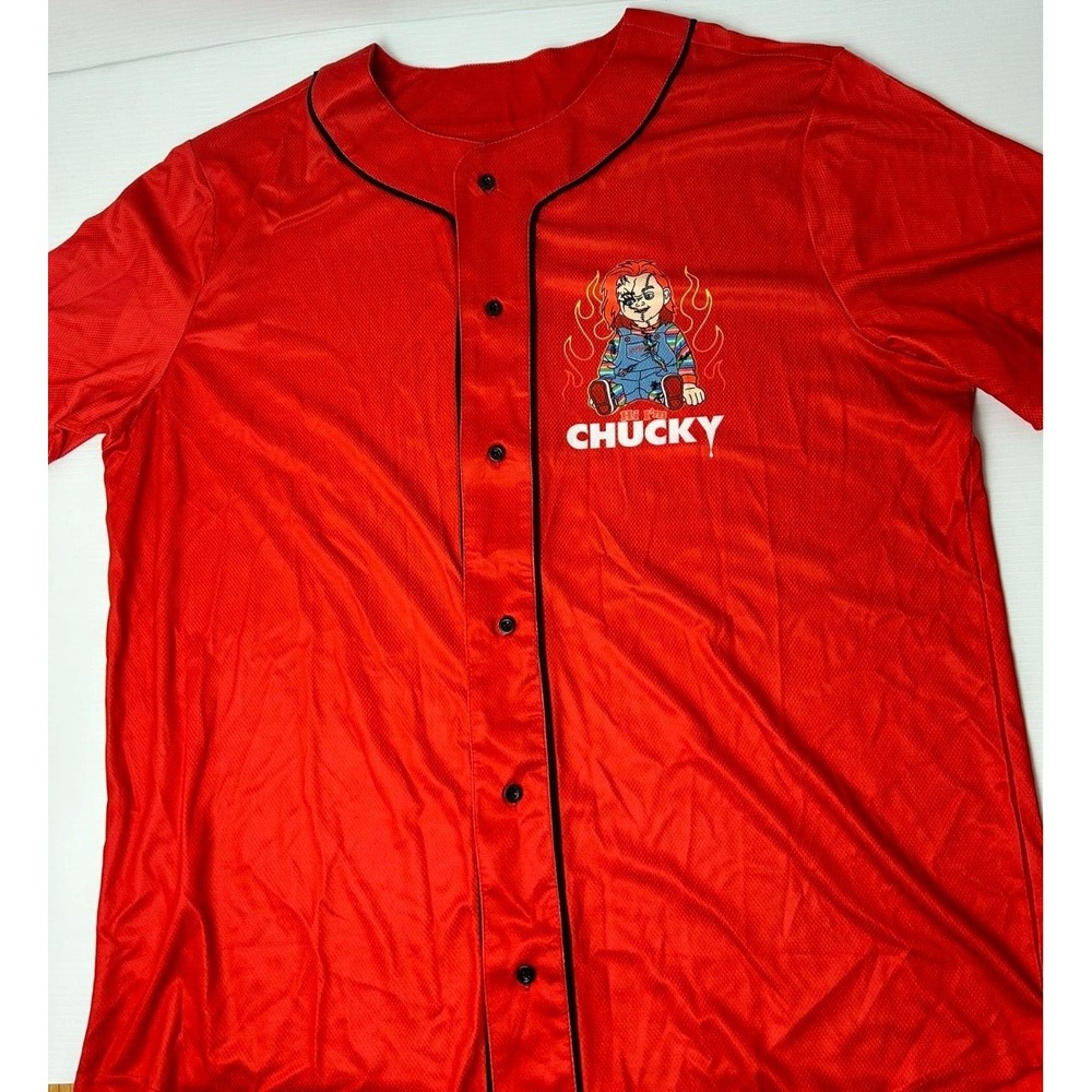 Chucky Wanna Play Red Baseball Jersey Men's Size XL Childs Play Horror Halloween